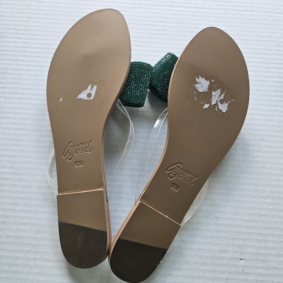 Aminah Green Crystal Bow Flip Flop Sandals - Picture 10 of 11